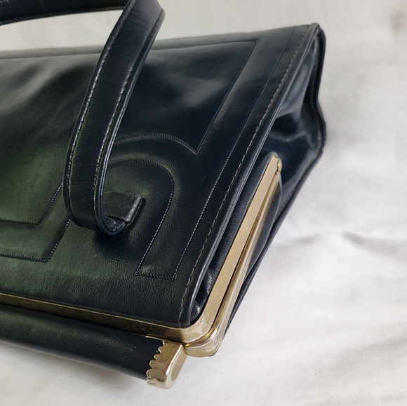 Vintage Julius Resnick Navy Blue Pocketbook Handbag 1970s - Picture 7 of 9